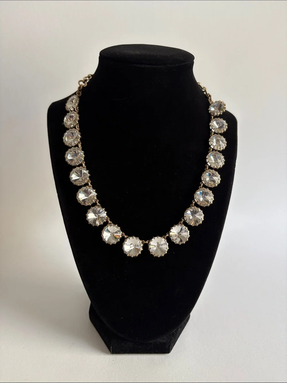 J. Crew Gold Crystal Statement Necklace Clear Stones Jewelry